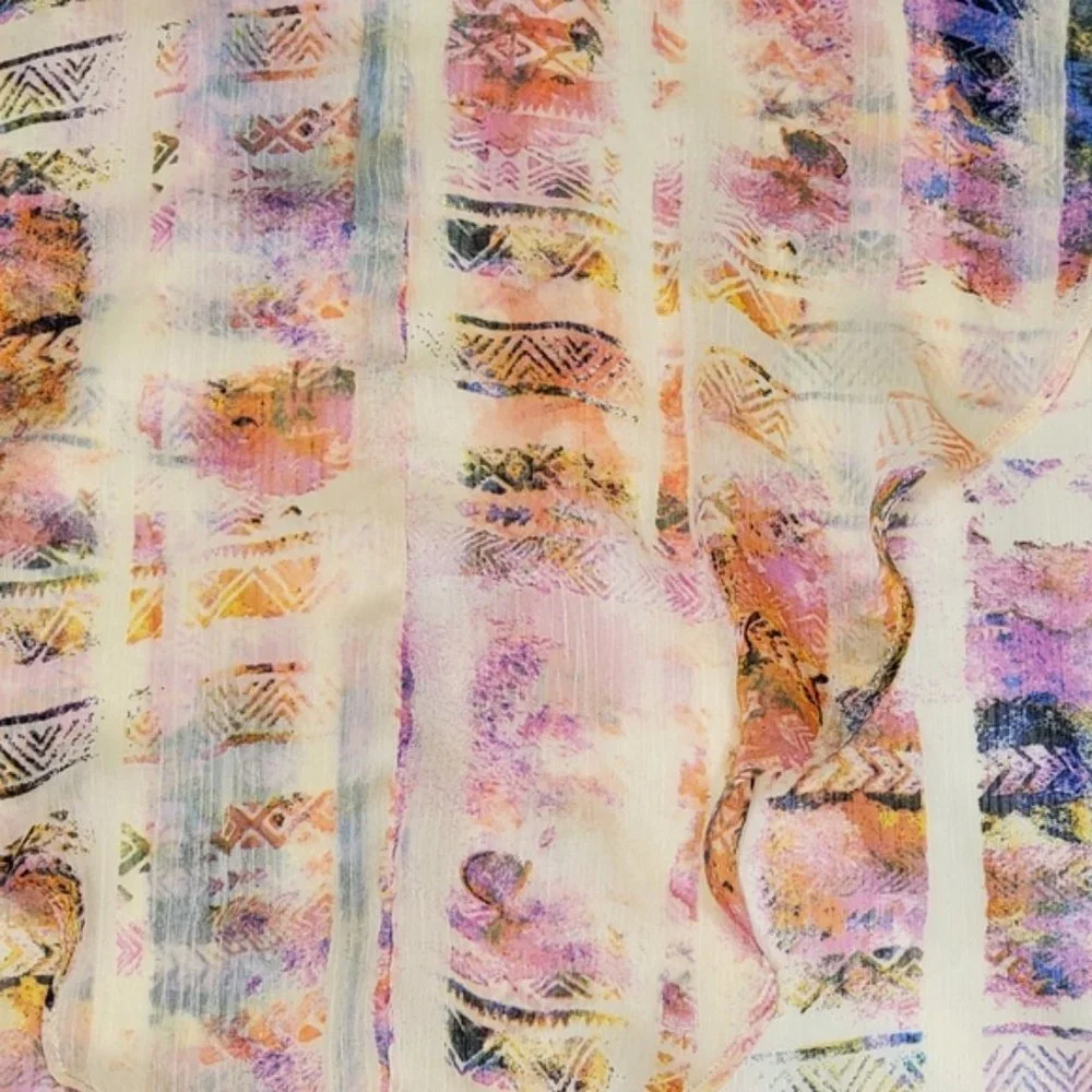 Xhilaration Tribal Shift Dress Cream Mini Pastel Colorful Boho Vacation Casual M - Picture 6 of 7